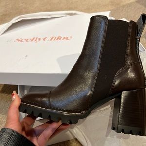 Brand new ! See by Chloe booties .. in dark brown size 36